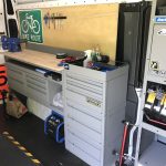 Inside, the Pedalworks van is a fully-functional workshop for bike repair on the go